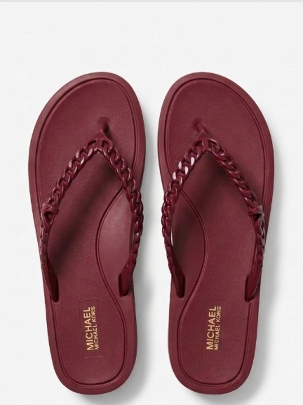 Michael Kors Women's Burgundy Braided-Chain Thong Sandals